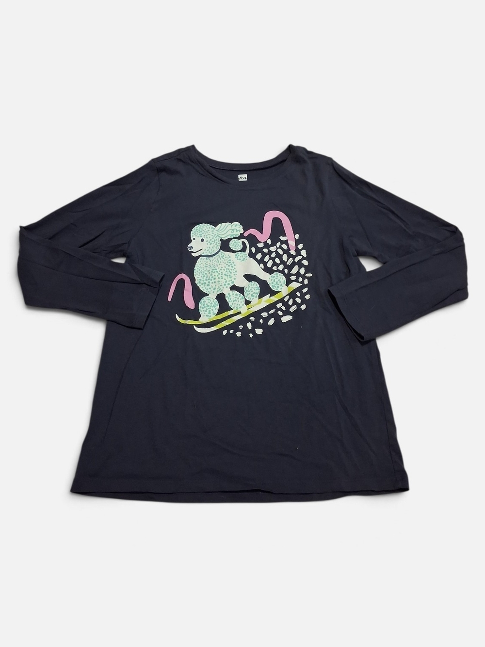 Tea Collection Girls Skiing Poodle Graphic Long Sleeve T-Shirt 10